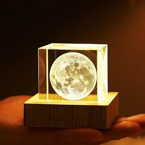 Crystal Cube Moon Lamp