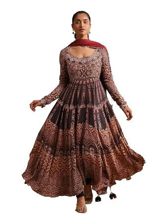 Ritu Kumar Black Printed Kurta